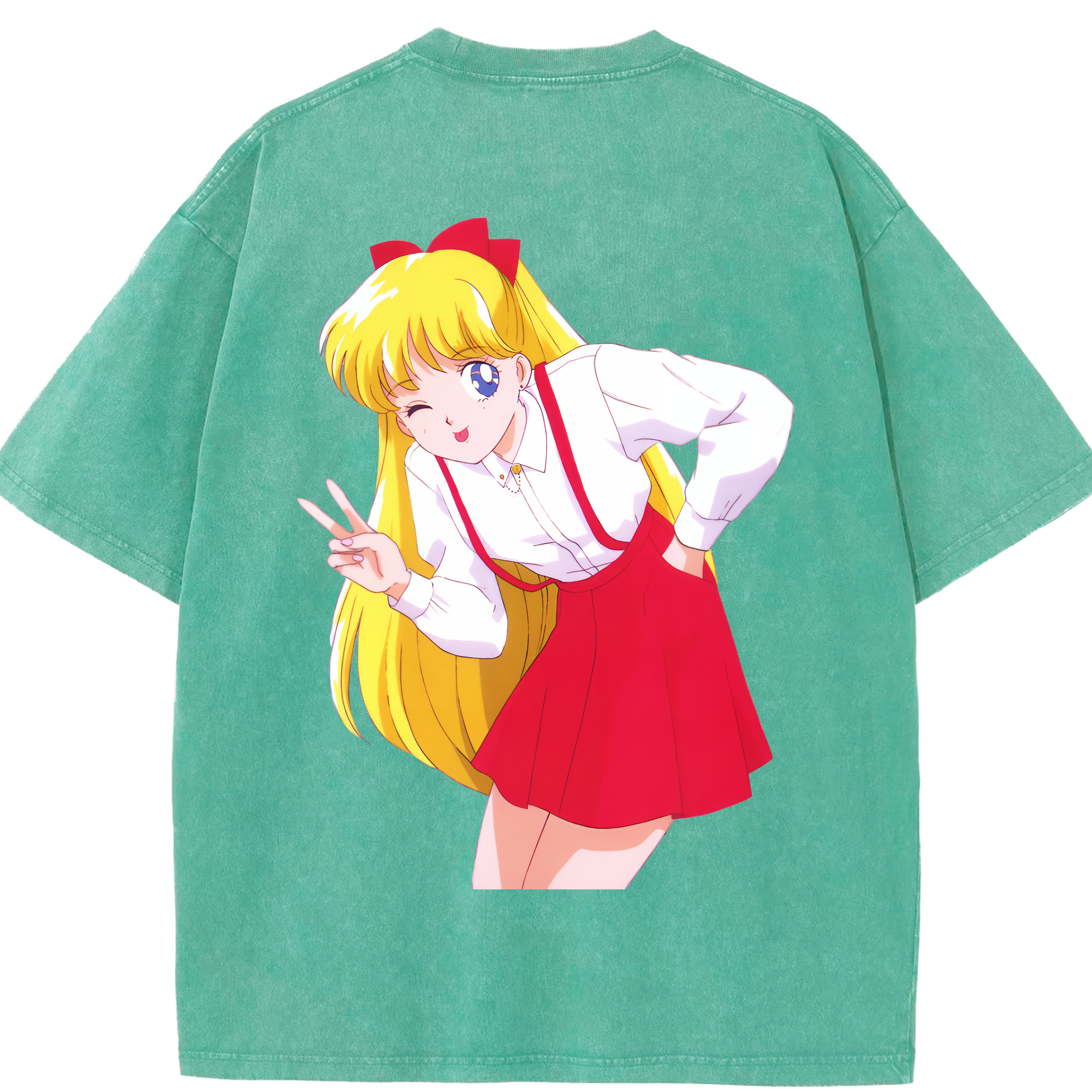 （画像用） 美少女戦士セーラームーン 愛野 美奈子 あいの みなこ Sailor Moon Aino Minako 綿100% ヴィンテージ風 半袖Tシャツ（背面プリント）